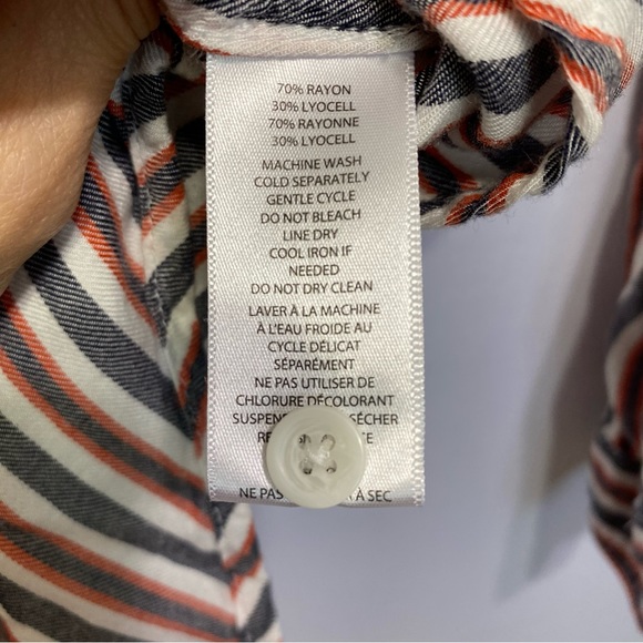 Beach Lunch Lounge Striped Button Up Woman’s M - Picture 6 of 7